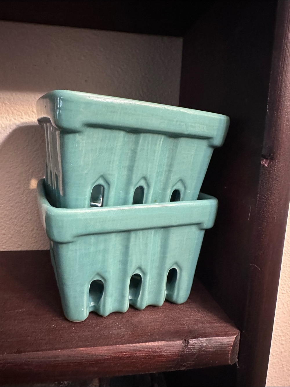 Ceramic Berry Baskets in Teal - Set of 2